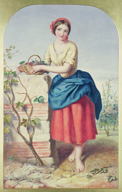 Mädchen mit einem Korb Trauben, 1860 von Jules I Bouvier